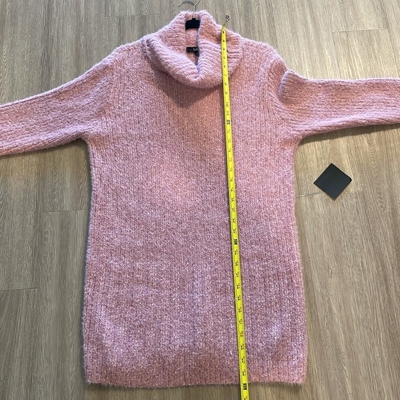 Lulu’s Women's Sweater Dress Small Pink Stretch Fluffy Cowl Neck Longline - Picture 13 of 14